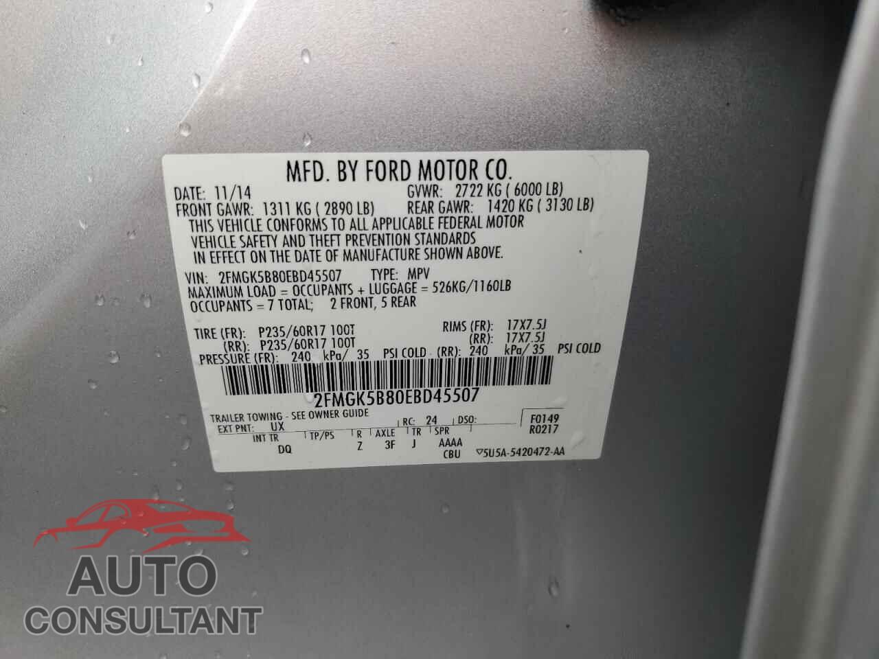 FORD FLEX 2014 - 2FMGK5B80EBD45507