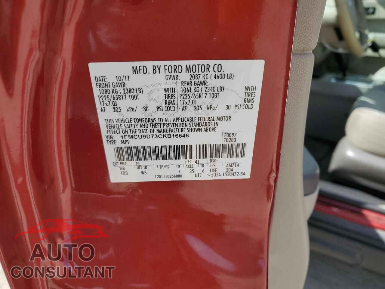FORD ESCAPE 2012 - 1FMCU9D73CKB16648