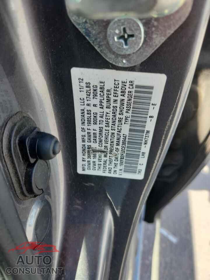 HONDA CIVIC 2012 - 19XFB2F52CE389447