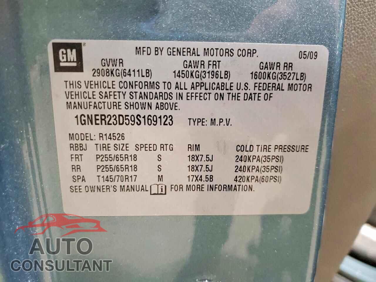CHEVROLET TRAVERSE 2009 - 1GNER23D59S169123