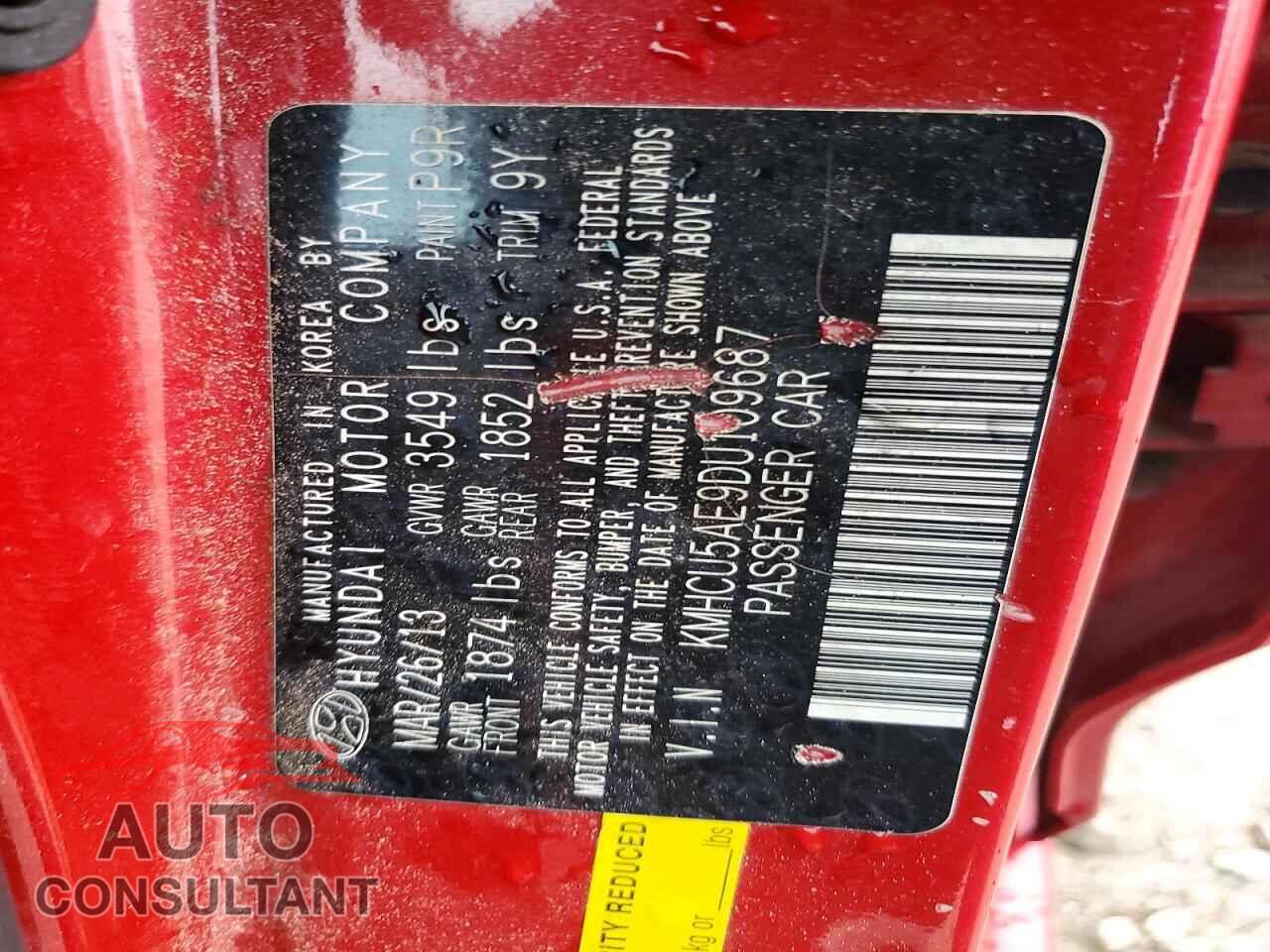 HYUNDAI ACCENT 2013 - KMHCU5AE9DU109687