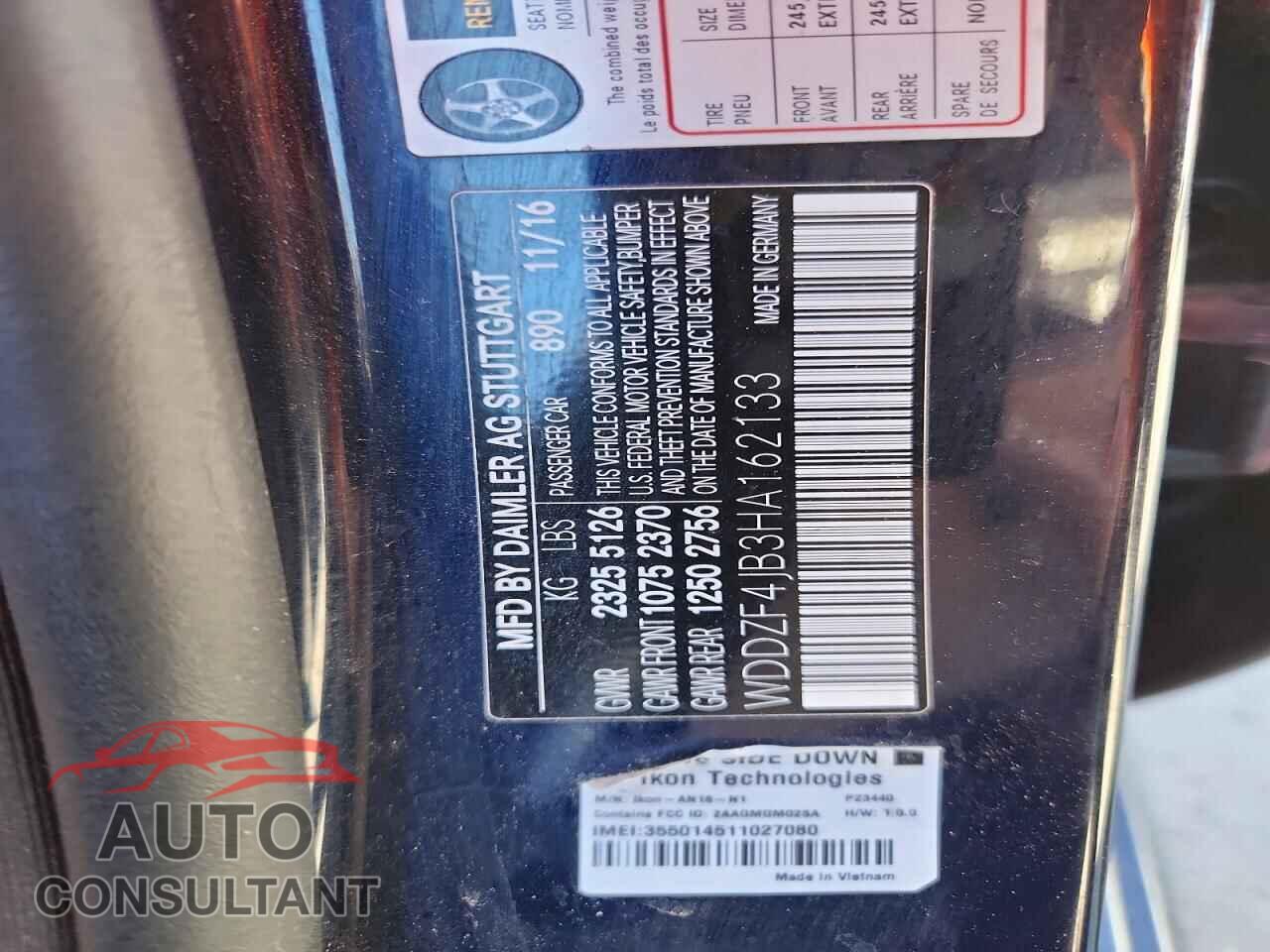 MERCEDES-BENZ E-CLASS 2017 - WDDZF4JB3HA162133