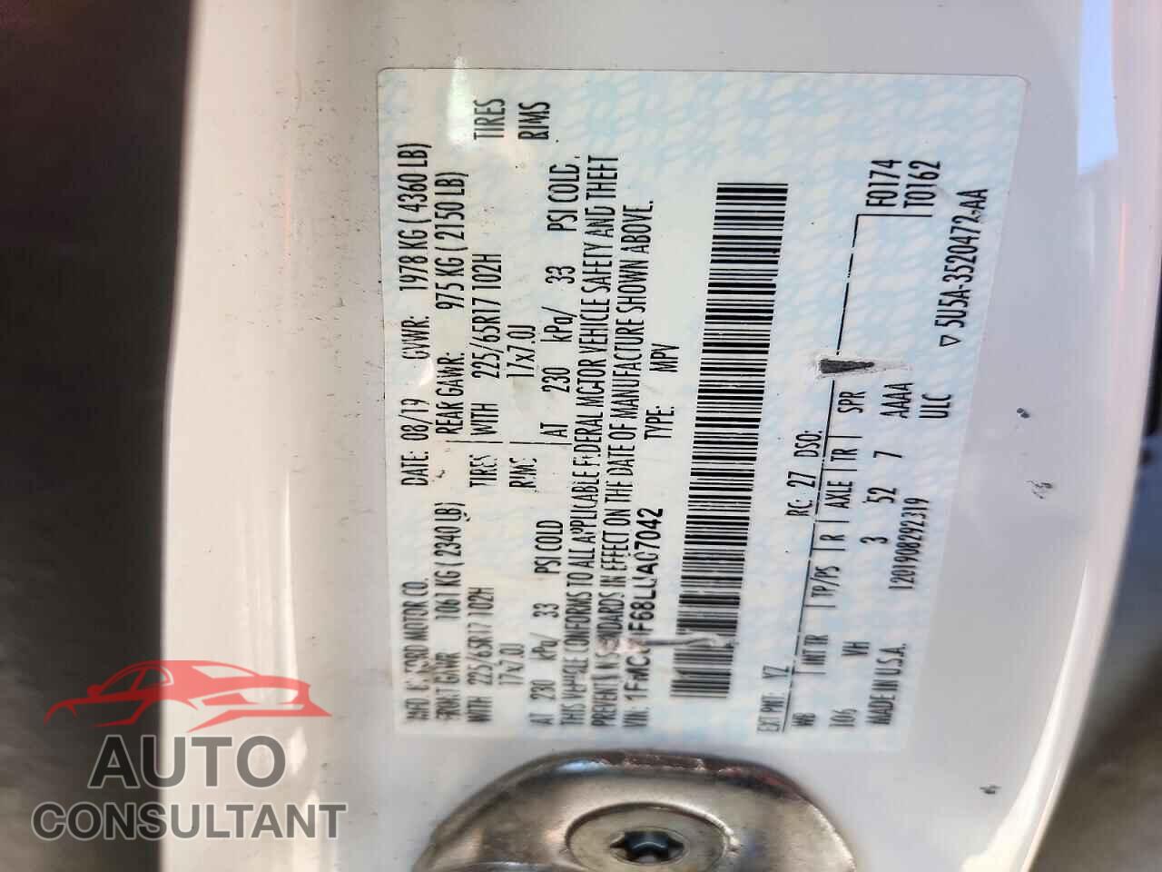 FORD ESCAPE 2020 - 1FMCU0F68LUA07042