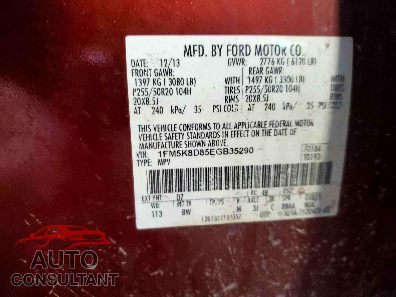 FORD EXPLORER 2014 - 1FM5K8D85EGB35290