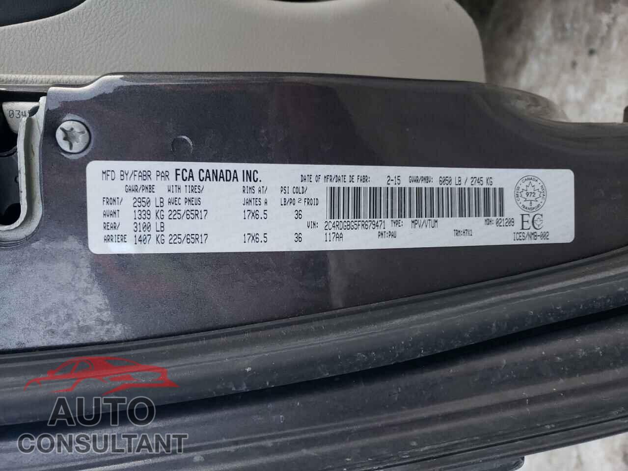 DODGE CARAVAN 2015 - 2C4RDGBG5FR679471