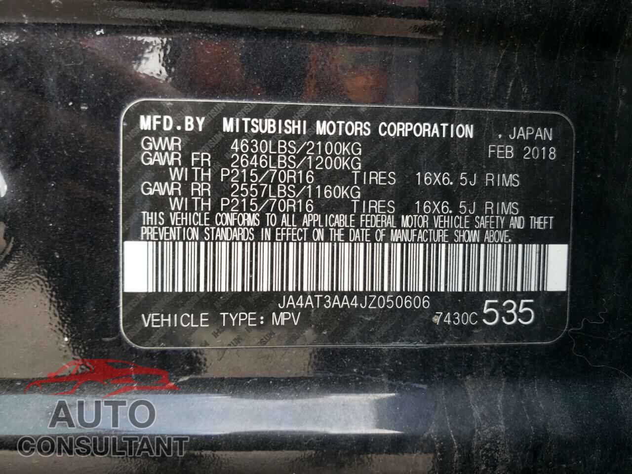 MITSUBISHI ECLIPSE 2018 - JA4AT3AA4JZ050606