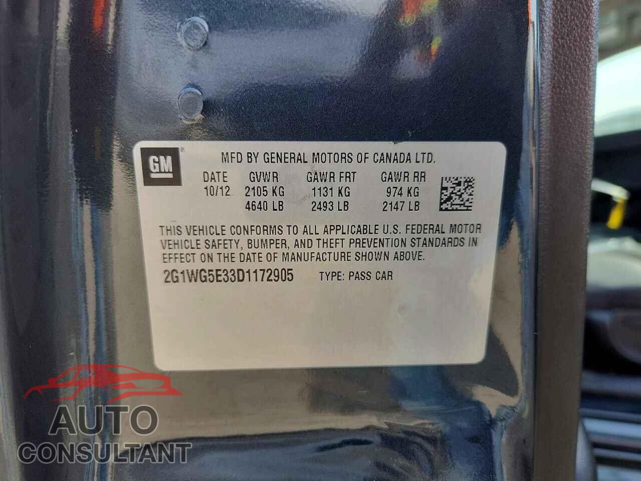 CHEVROLET IMPALA 2013 - 2G1WG5E33D1172905