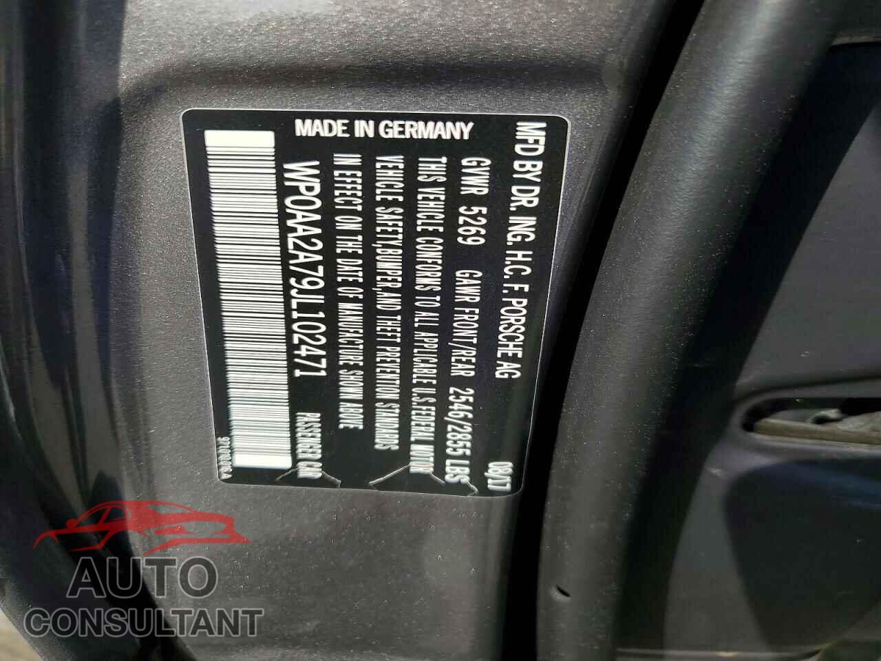PORSCHE PANAMERA 2018 - WP0AA2A79JL102471