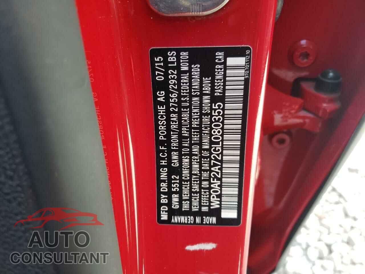 PORSCHE PANAMERA 2016 - WP0AF2A72GL080355