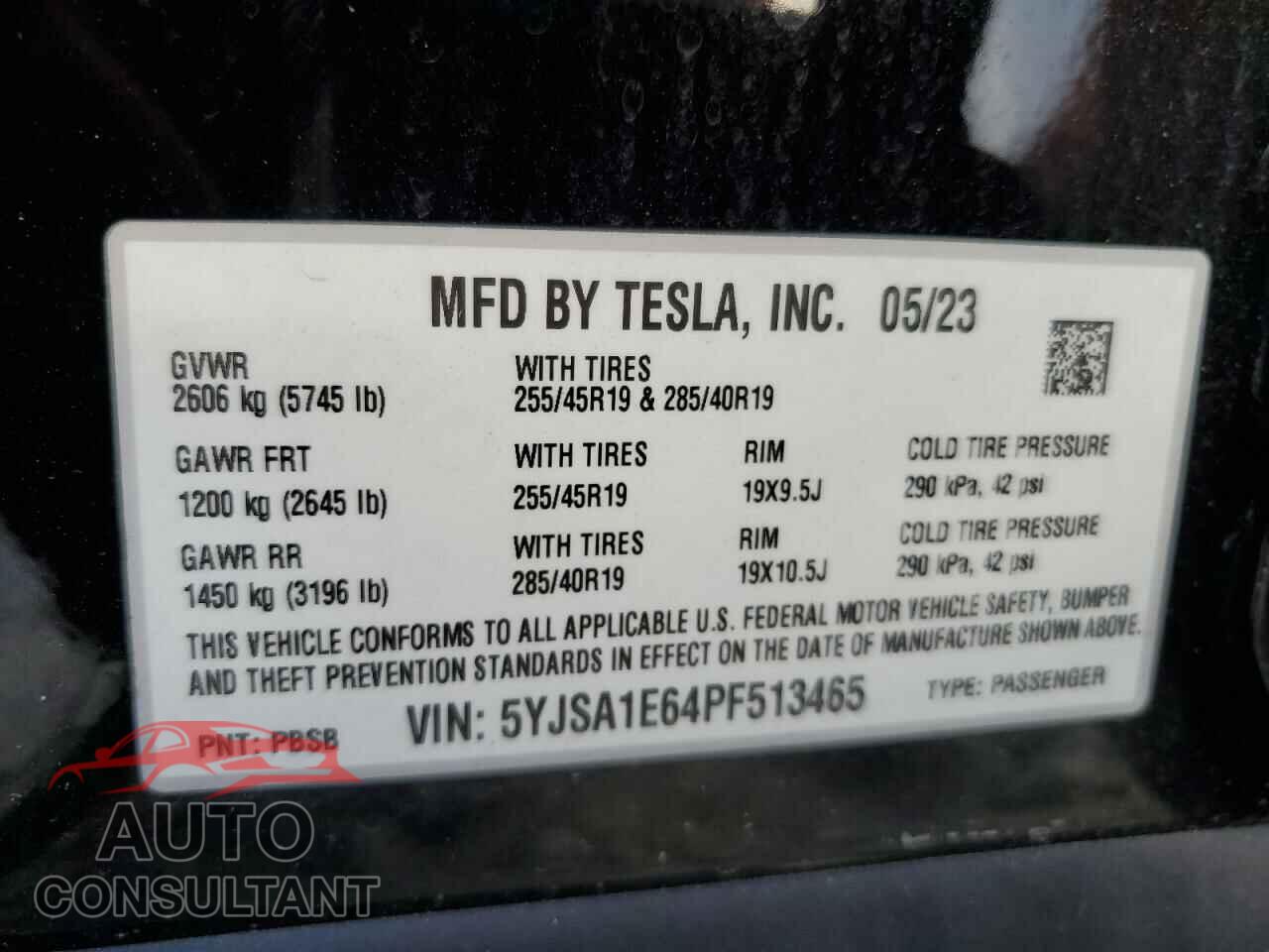 TESLA MODEL S 2023 - 5YJSA1E64PF513465