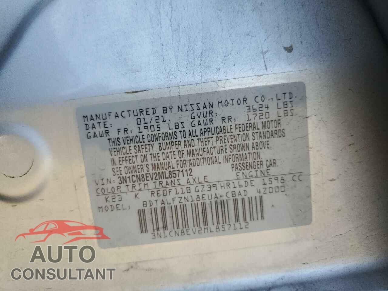 NISSAN VERSA 2021 - 3N1CN8EV2ML857112
