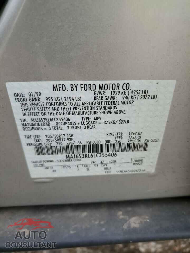 FORD ECOSPORT 2020 - MAJ6S3KL6LC355406
