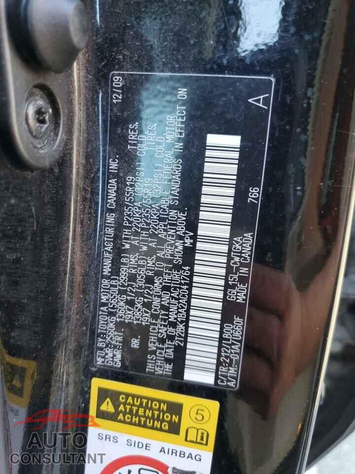 LEXUS RX350 2010 - 2T2BK1BA2AC041764