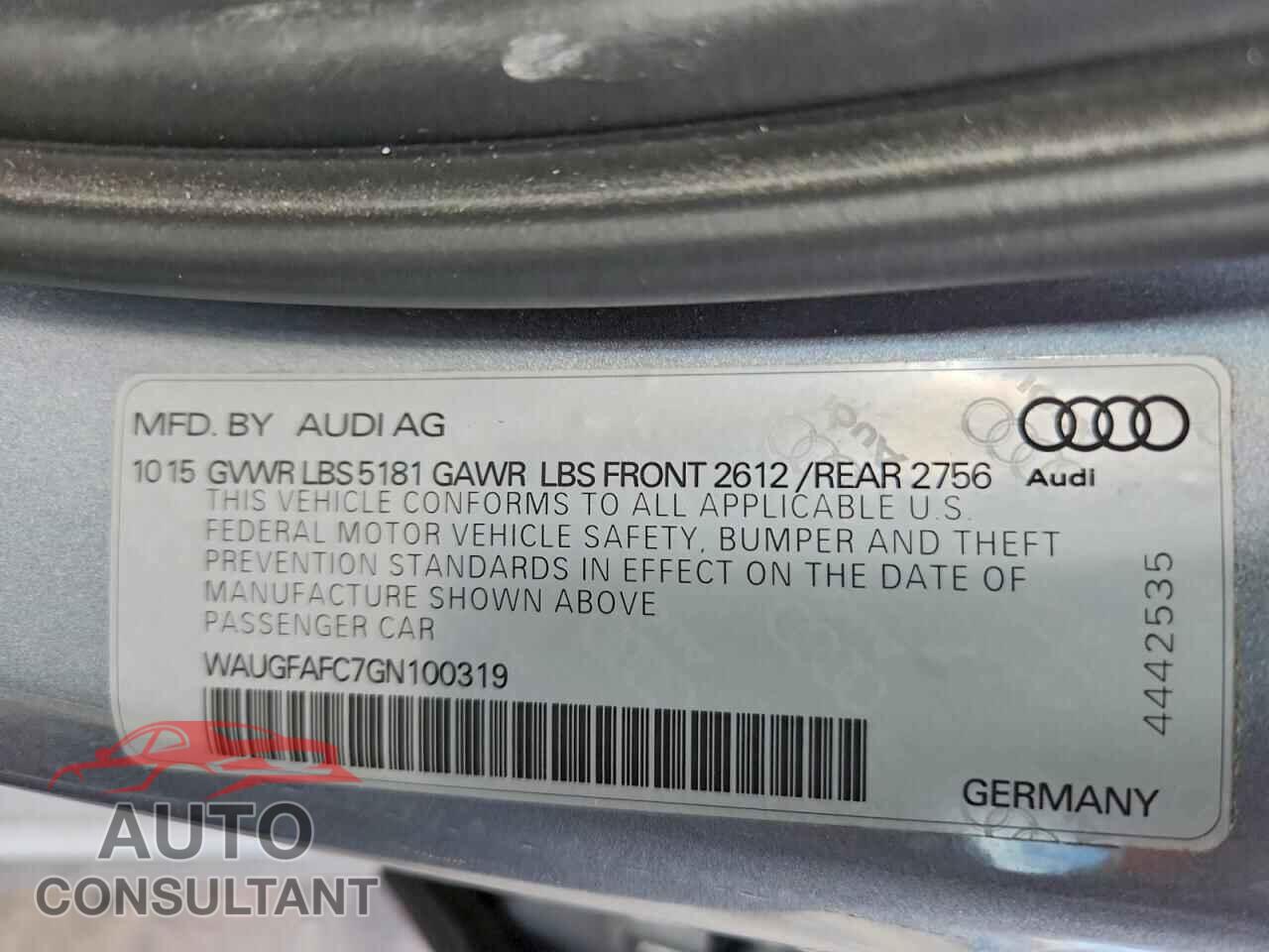 AUDI A6 2016 - WAUGFAFC7GN100319