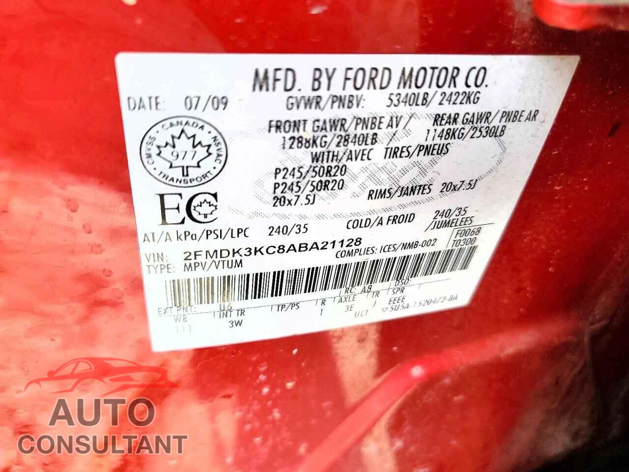 FORD EDGE 2010 - 2FMDK3KC8ABA21128