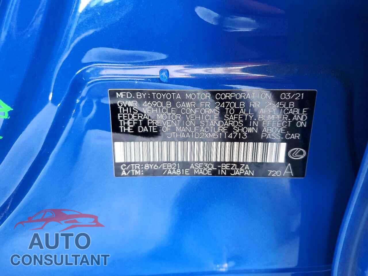 LEXUS IS 2021 - JTHAA1D2XM5114713