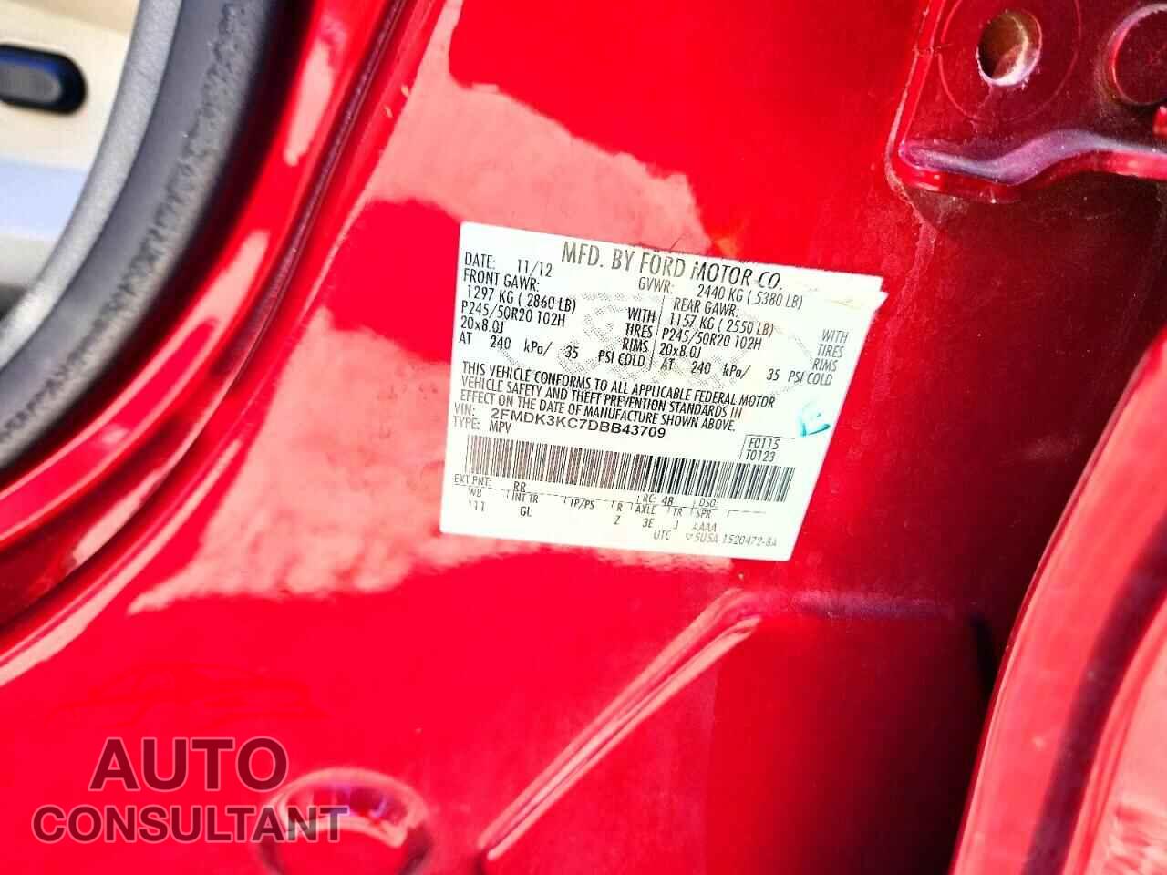 FORD EDGE 2013 - 2FMDK3KC7DBB43709
