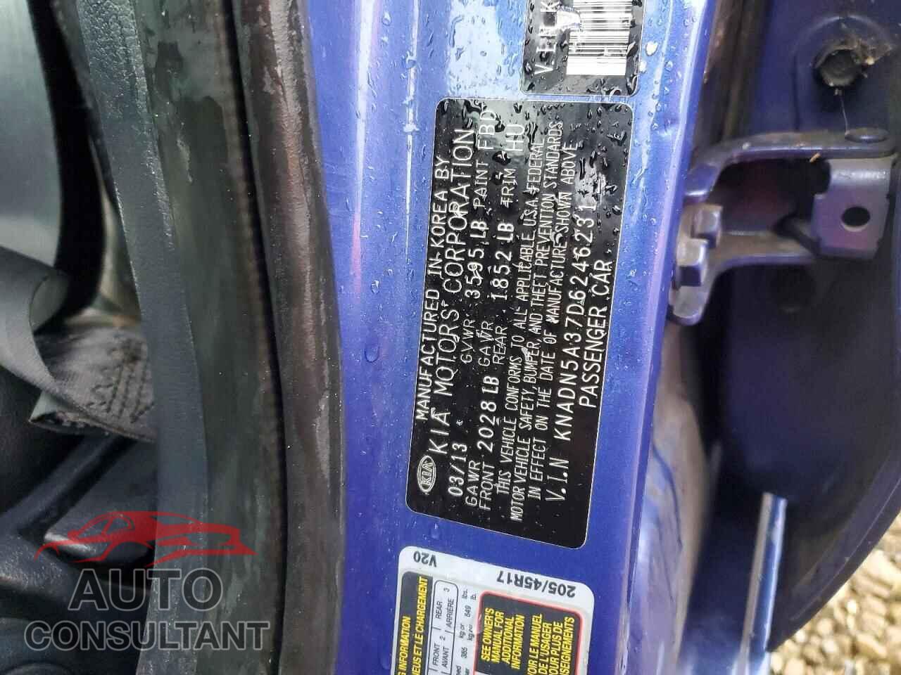 KIA RIO 2013 - KNADN5A37D6246231