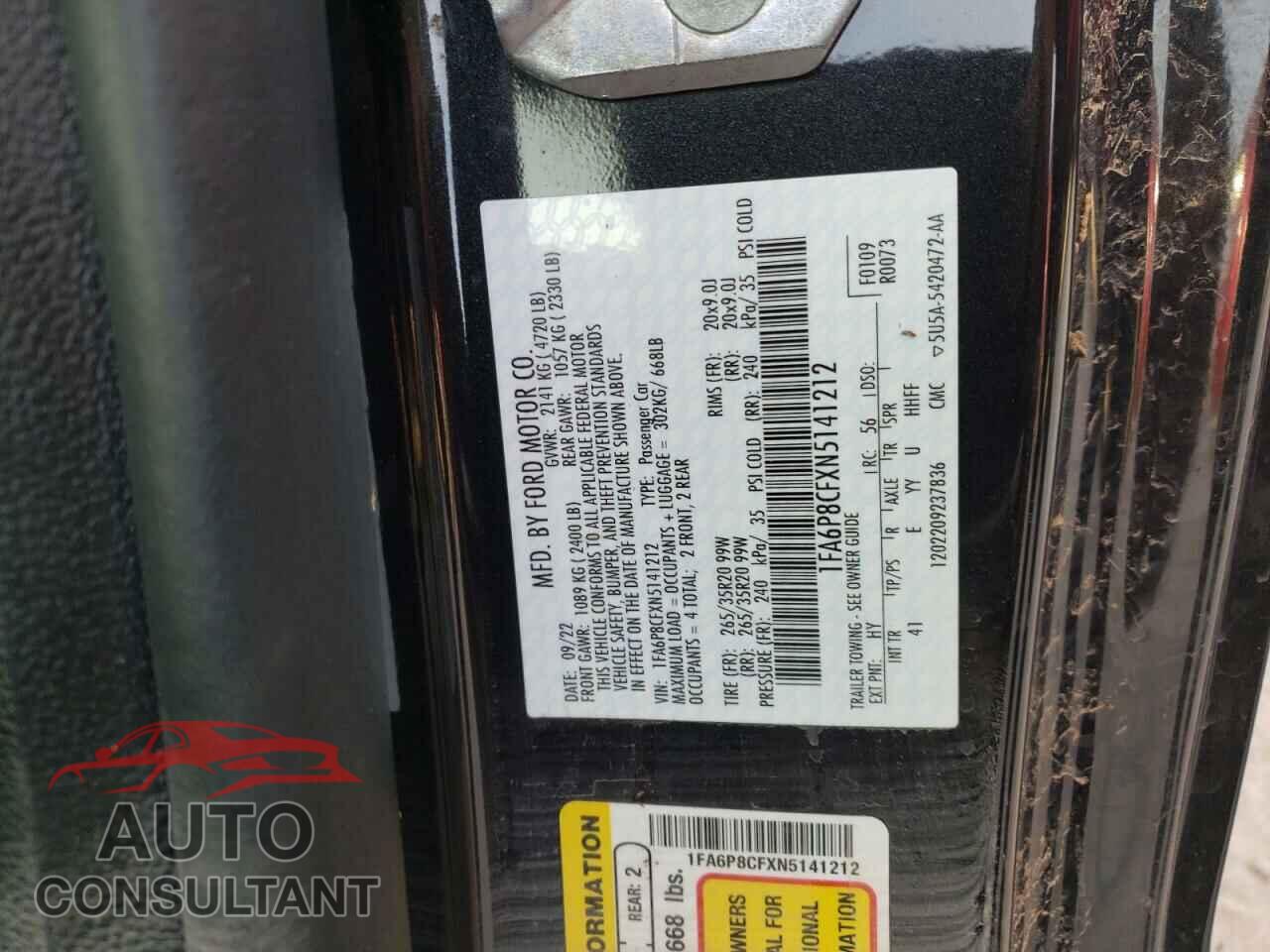 FORD MUSTANG 2022 - 1FA6P8CFXN5141212