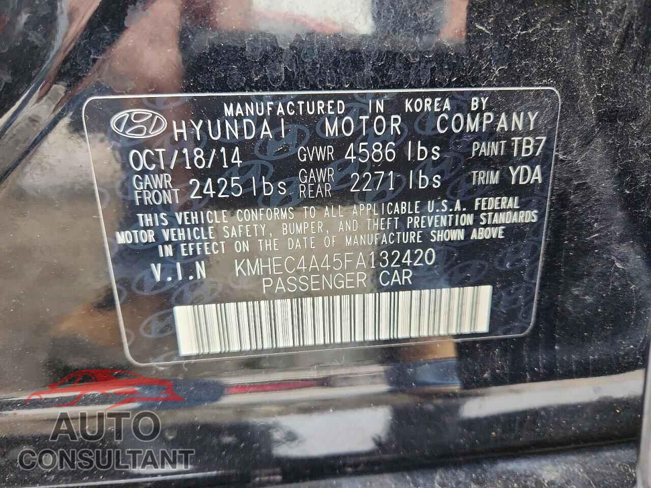 HYUNDAI SONATA 2015 - KMHEC4A45FA132420