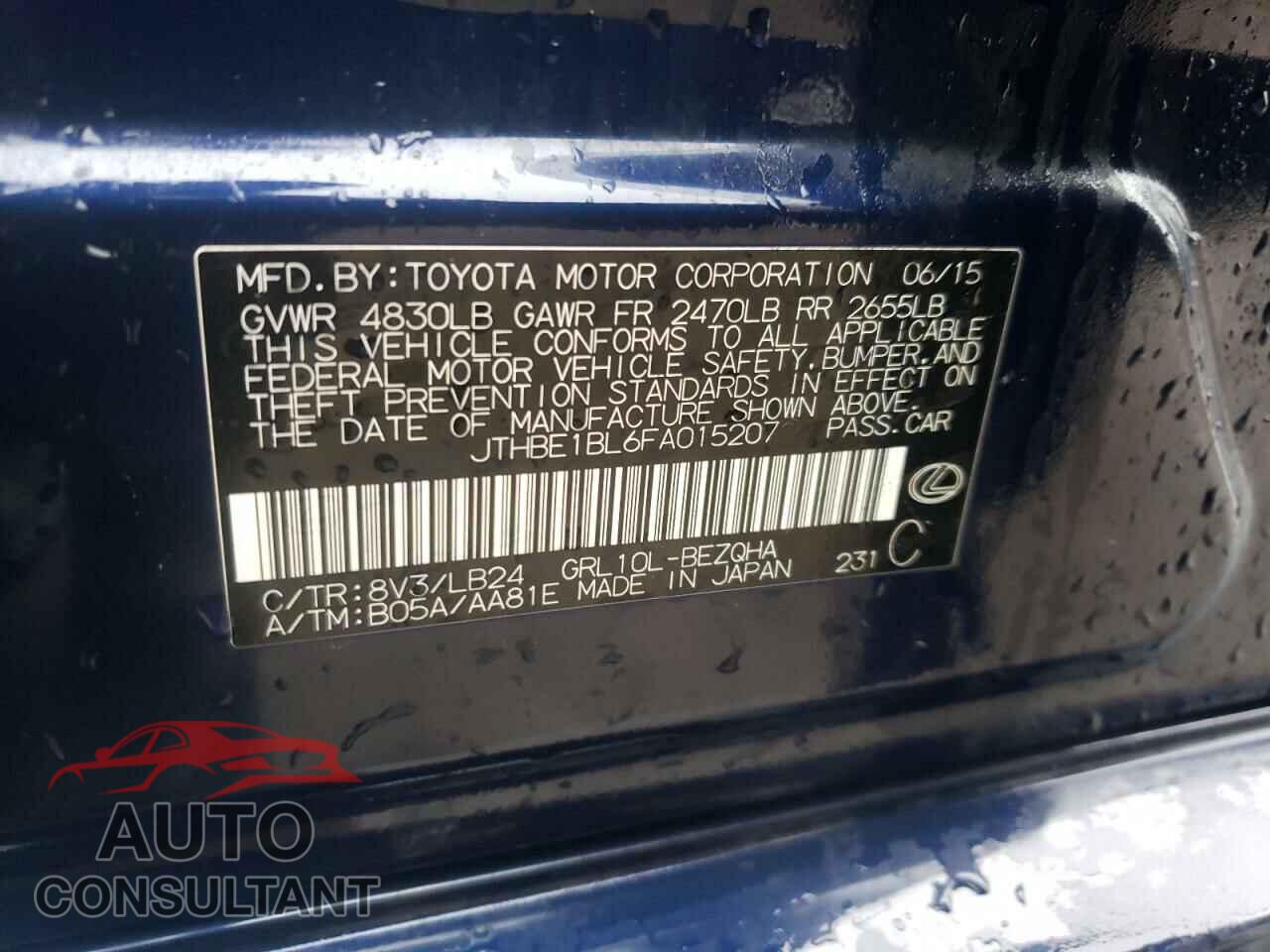 LEXUS GS350 2015 - JTHBE1BL6FA015207