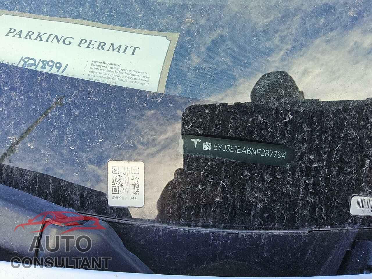 TESLA MODEL 3 2022 - 5YJ3E1EA6NF287794