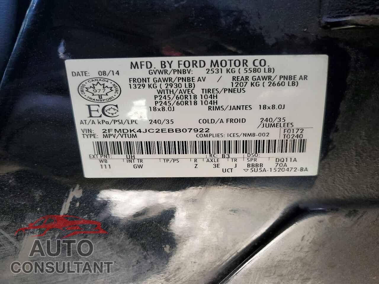 FORD EDGE 2014 - 2FMDK4JC2EBB07922
