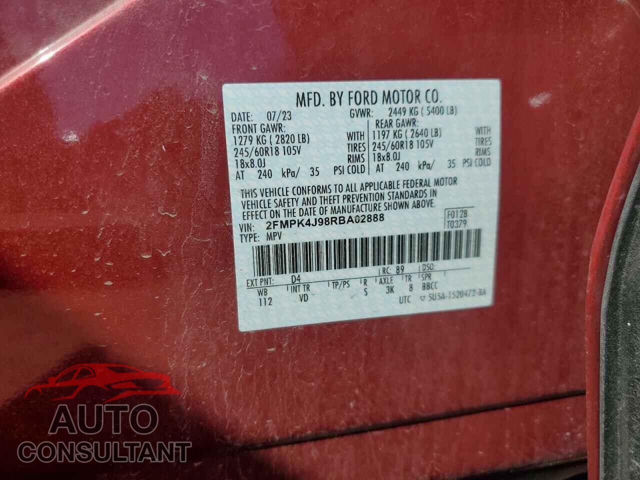 FORD EDGE 2024 - 2FMPK4J98RBA02888