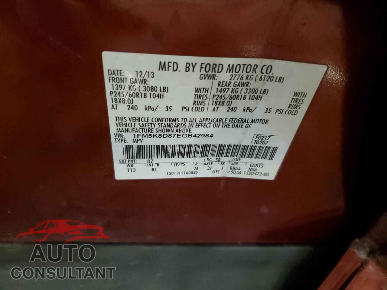 FORD EXPLORER 2014 - 1FM5K8D87EGB42984