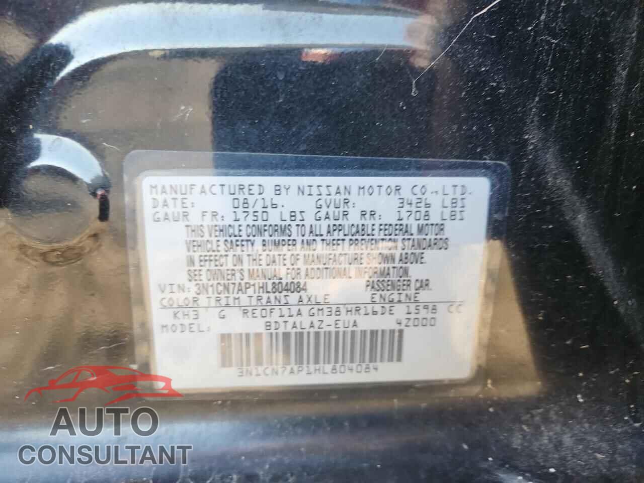 NISSAN VERSA 2017 - 3N1CN7AP1HL804084