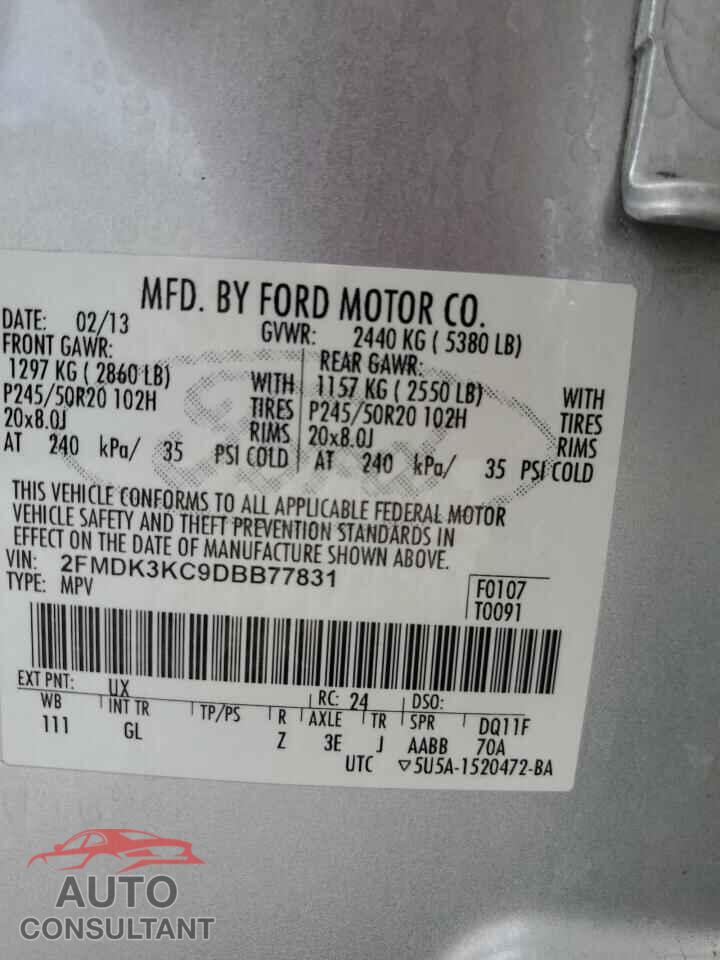 FORD EDGE 2013 - 2FMDK3KC9DBB77831