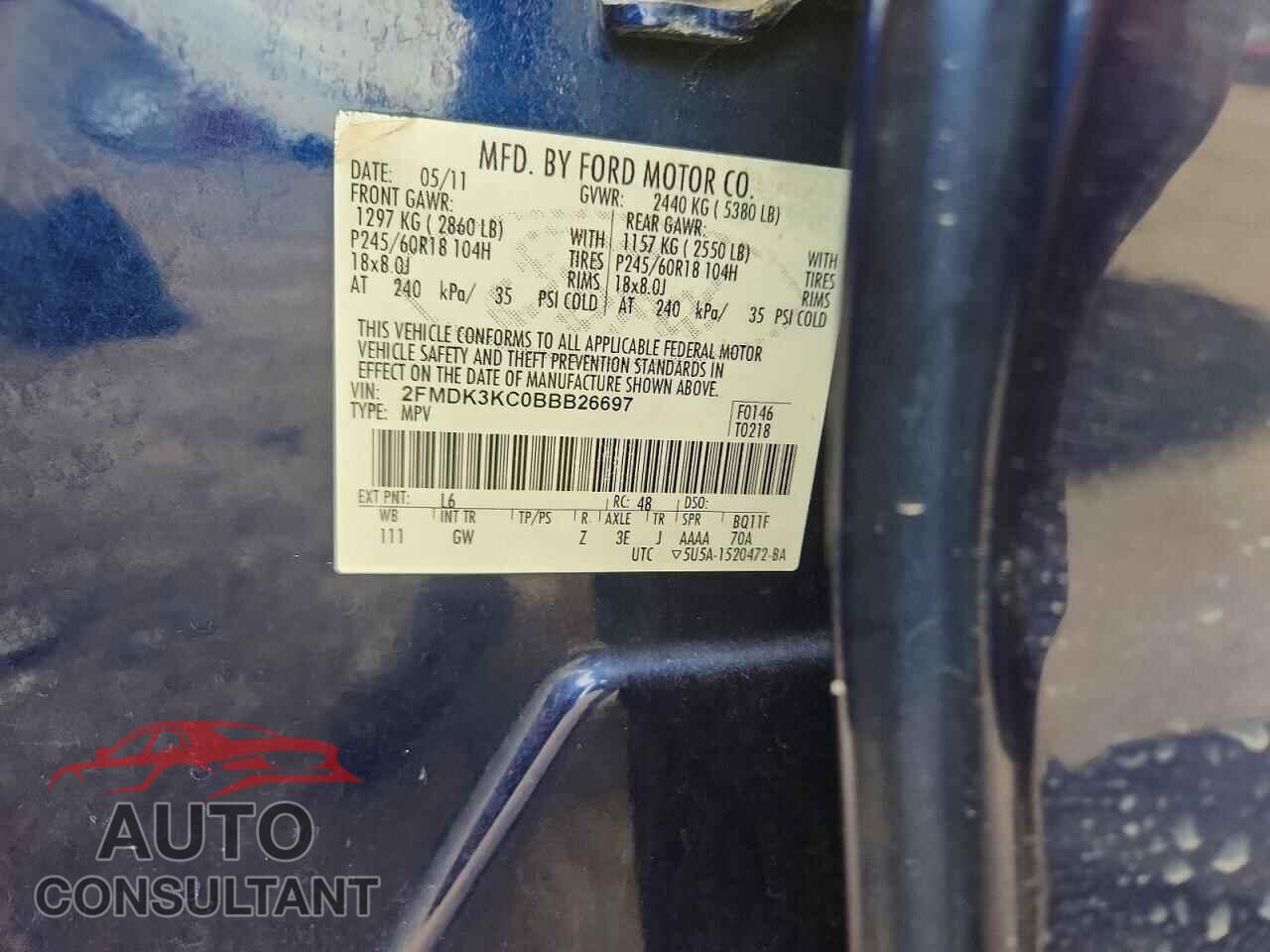 FORD EDGE 2011 - 2FMDK3KC0BBB26697