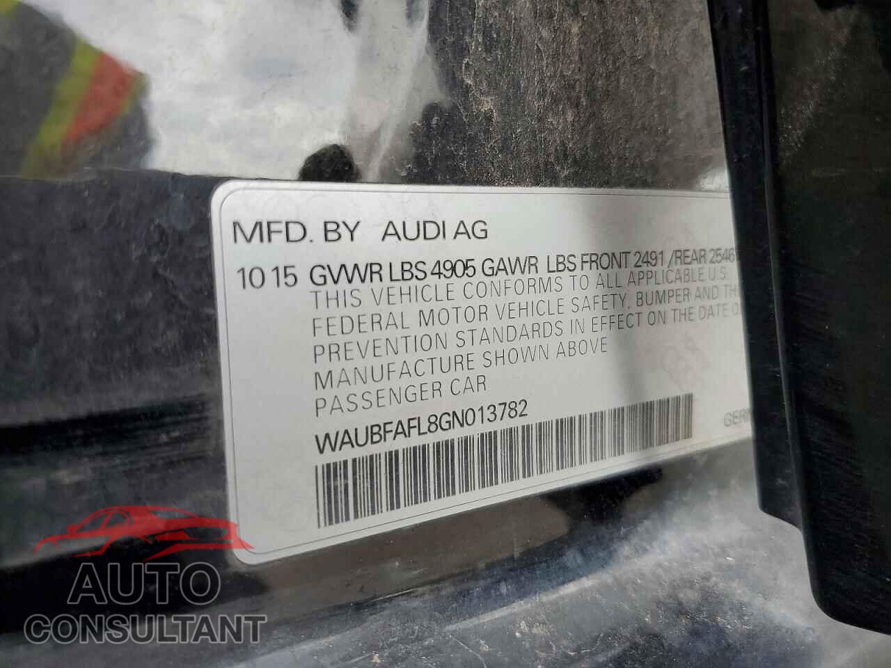 AUDI A4 2016 - WAUBFAFL8GN013782