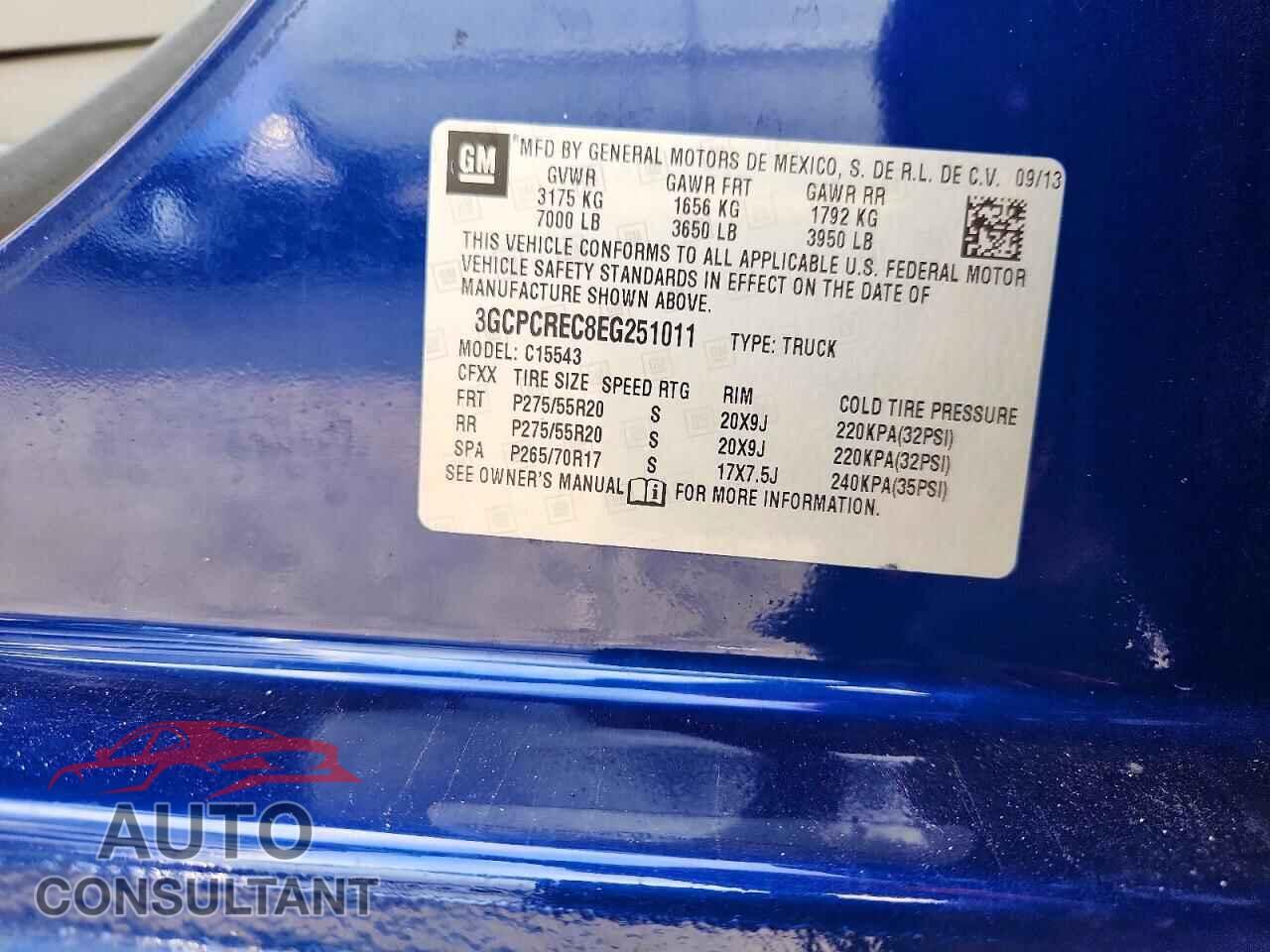 CHEVROLET SILVERADO 2014 - 3GCPCREC8EG251011