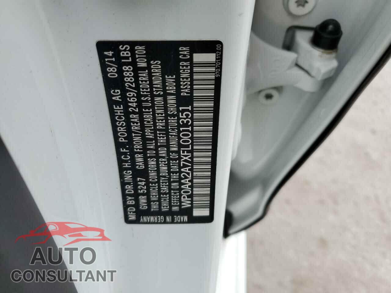 PORSCHE PANAMERA 2015 - WP0AA2A7XFL001351