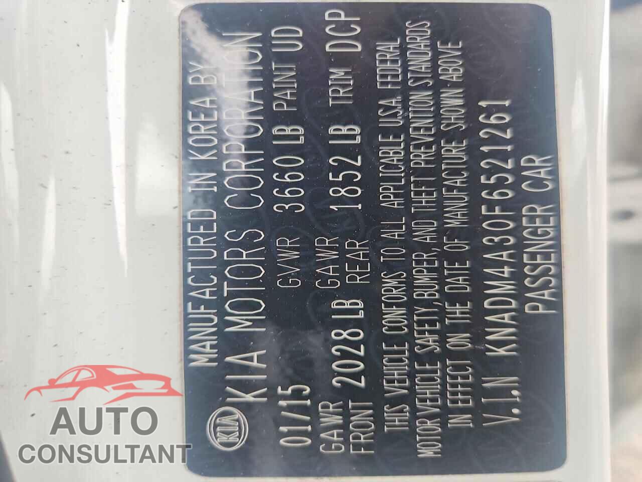 KIA RIO 2015 - KNADM4A30F6521261