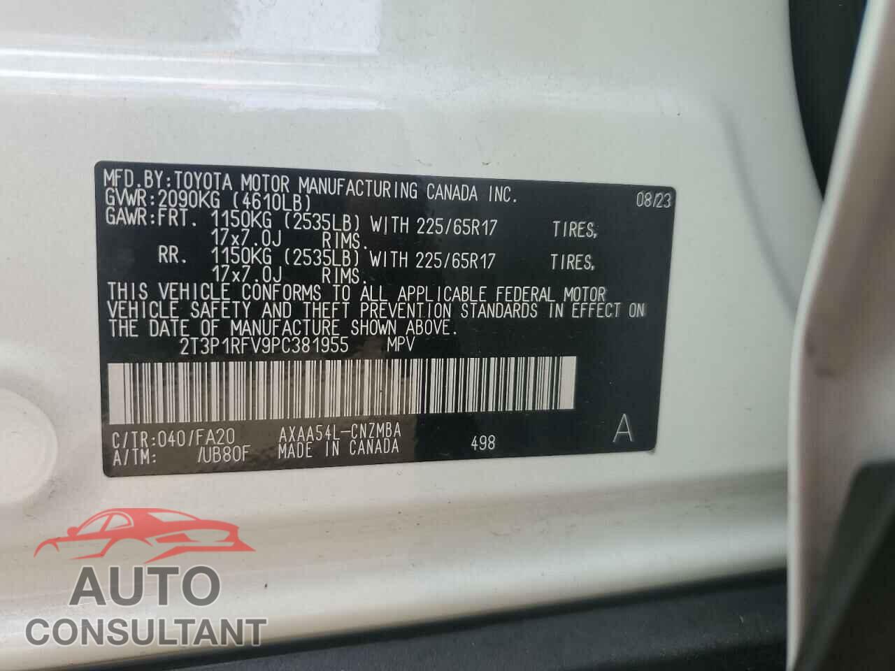 TOYOTA RAV4 2023 - 2T3P1RFV9PC381955