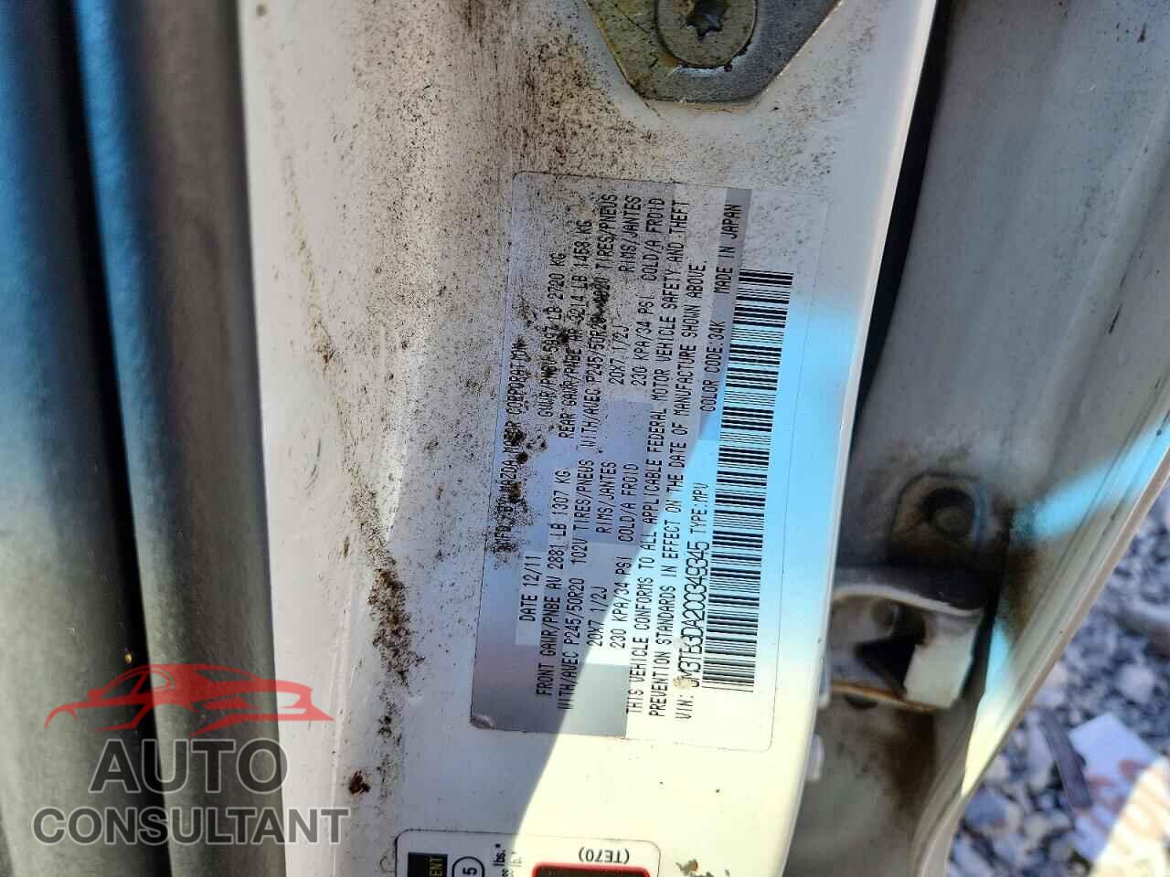 MAZDA CX-9 2012 - JM3TB3DA2C0349345