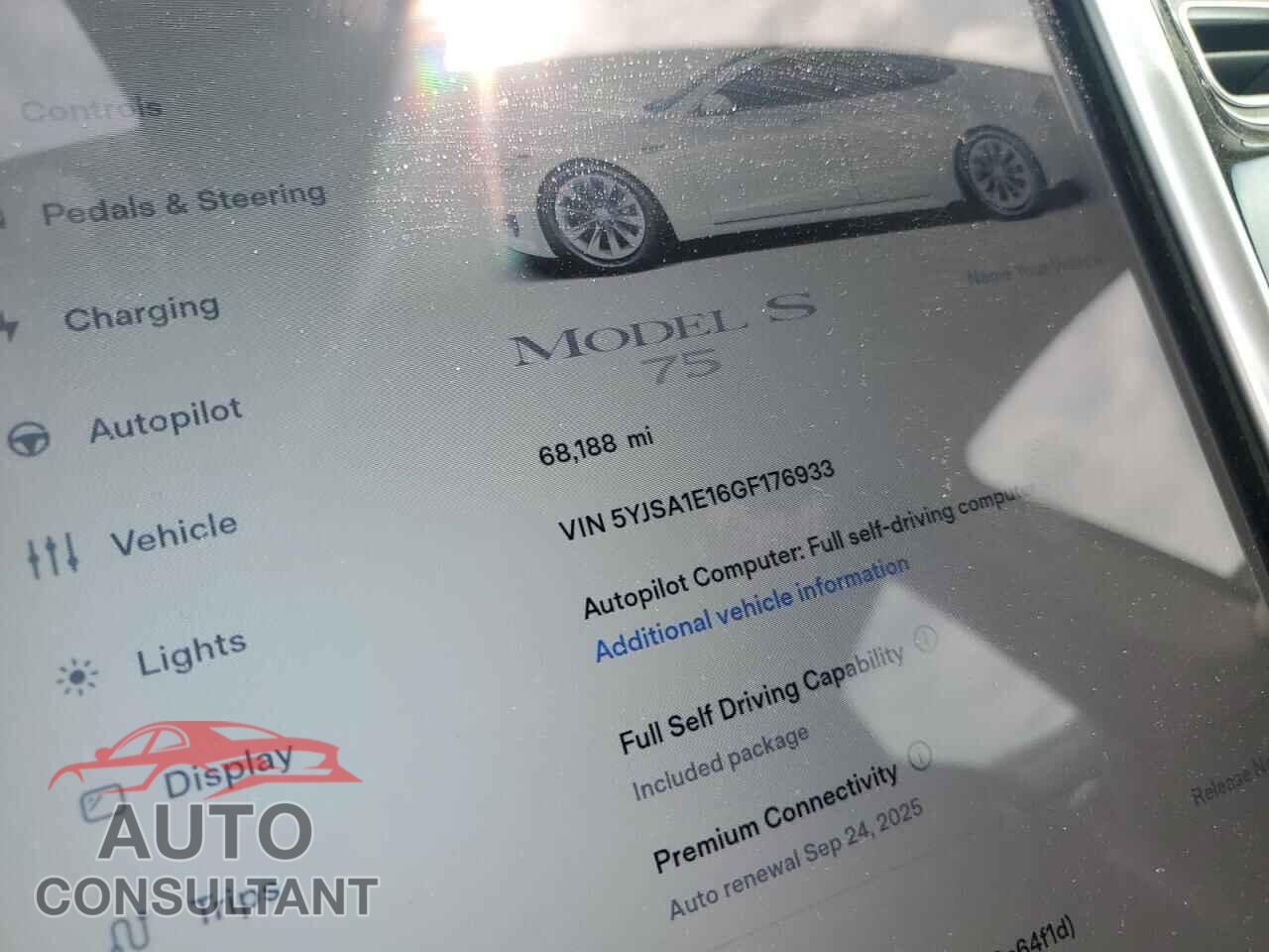 TESLA MODEL S 2016 - 5YJSA1E16GF176933