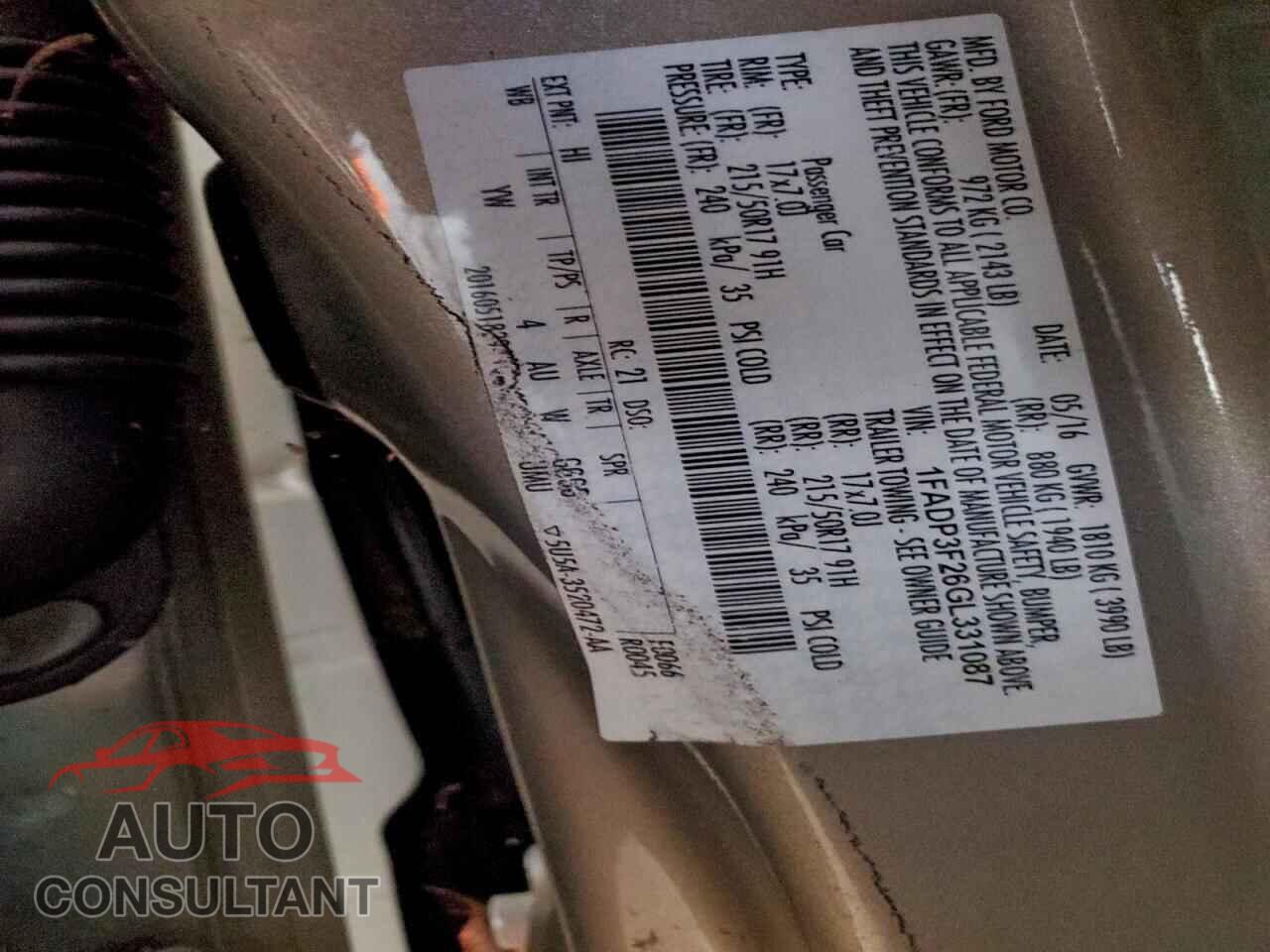 FORD FOCUS 2016 - 1FADP3F26GL331087
