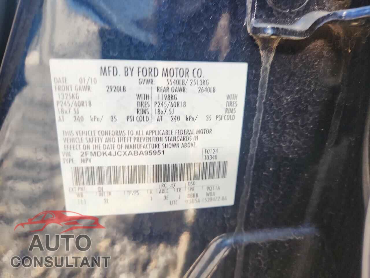FORD EDGE 2010 - 2FMDK4JCXABA95951