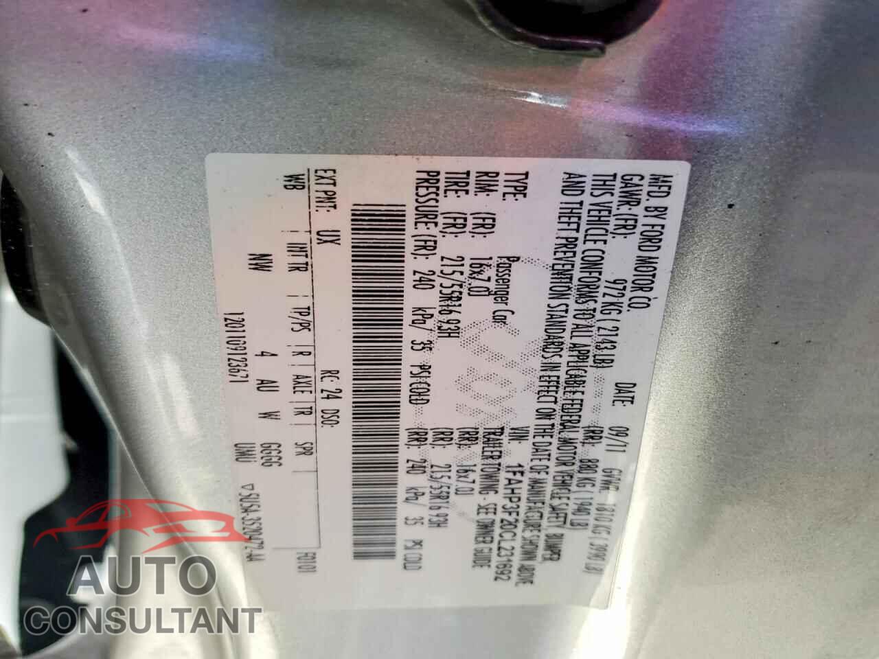 FORD FOCUS 2012 - 1FAHP3F20CL231692