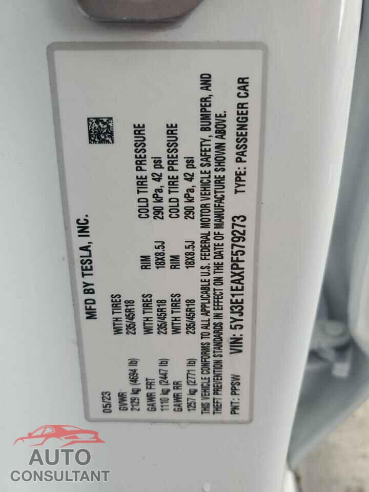 TESLA MODEL 3 2023 - 5YJ3E1EAXPF579273