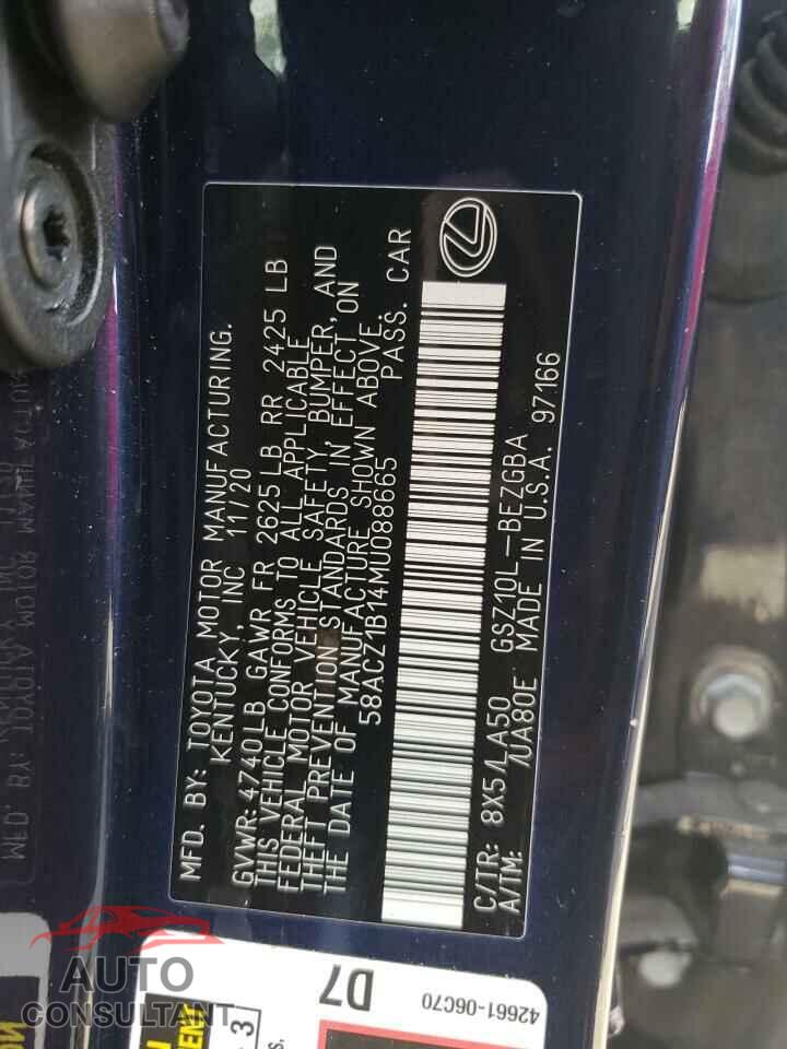 LEXUS ES350 2021 - 58ACZ1B14MU088665