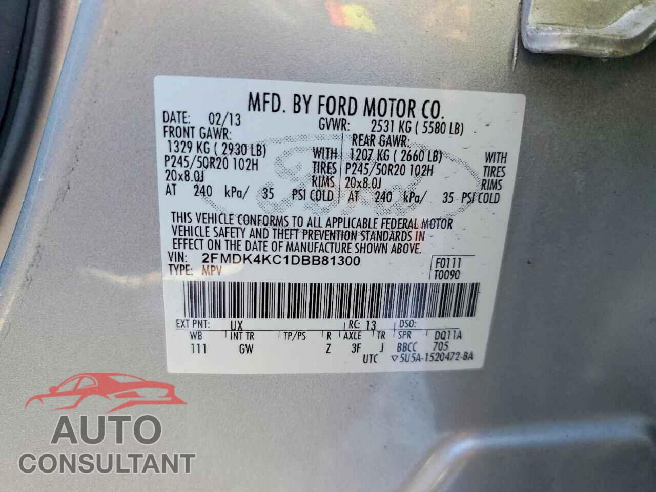 FORD EDGE 2013 - 2FMDK4KC1DBB81300
