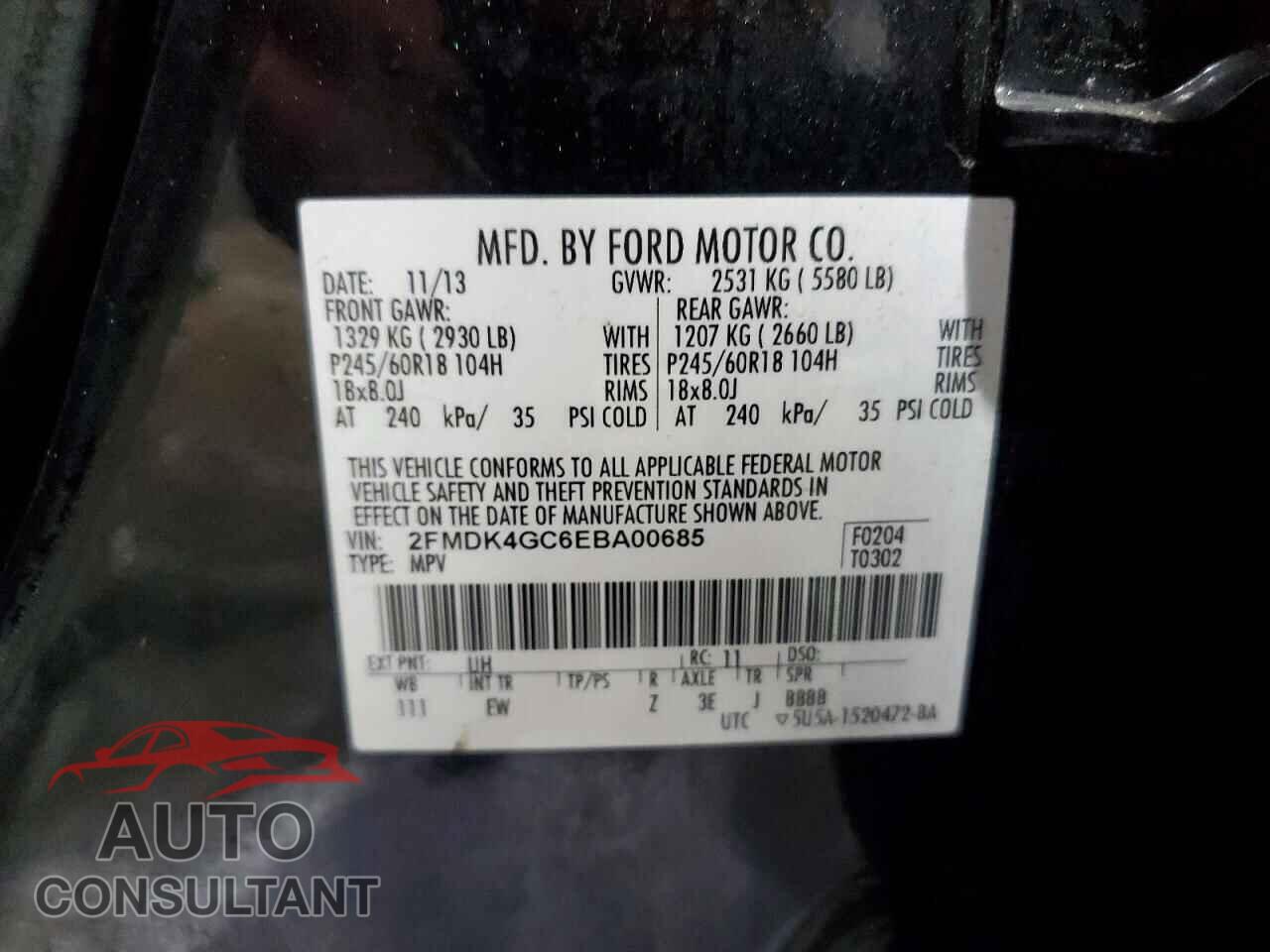 FORD EDGE 2014 - 2FMDK4GC6EBA00685