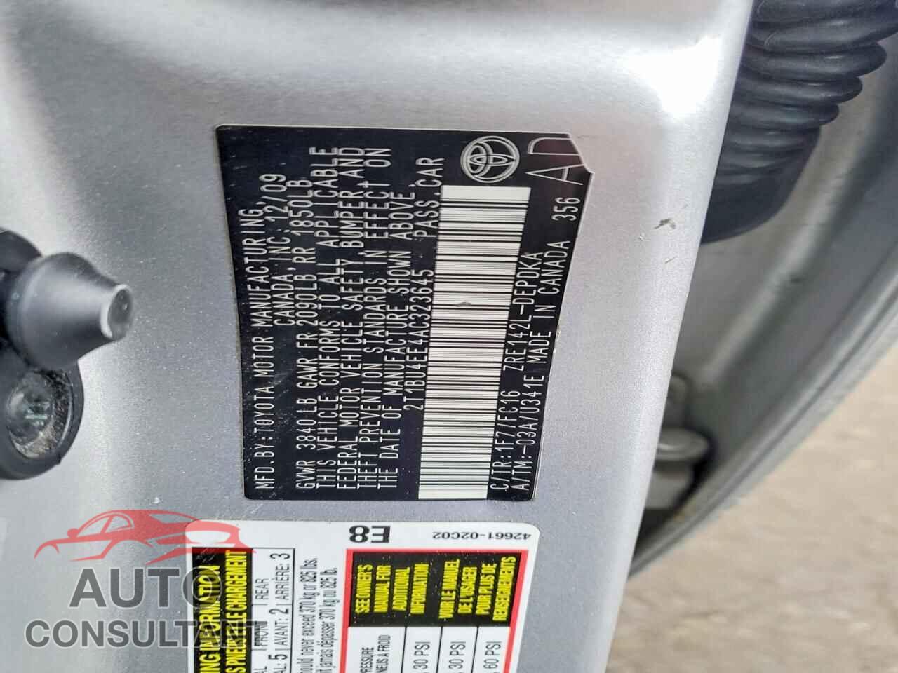 TOYOTA COROLLA 2010 - 2T1BU4EE4AC323645