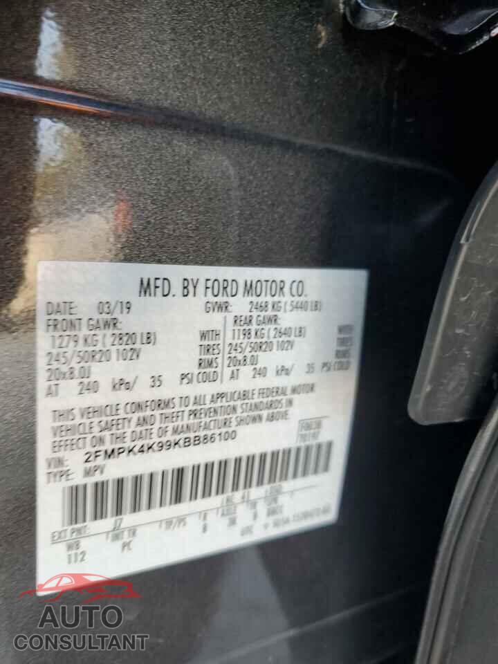 FORD EDGE 2019 - 2FMPK4K99KBB86100