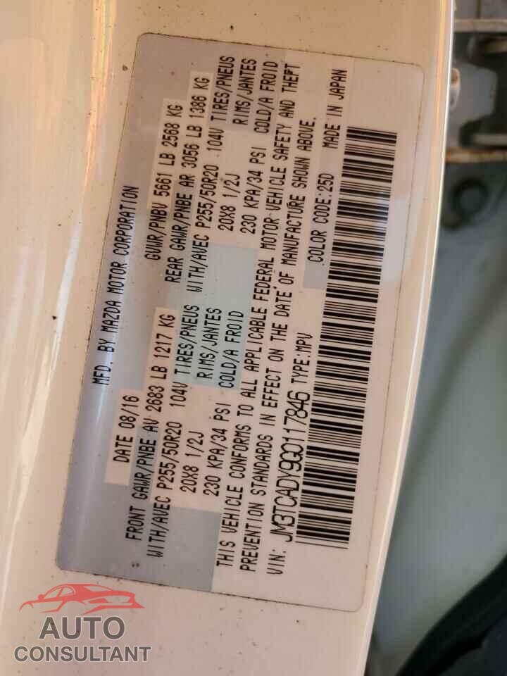 MAZDA CX-9 2016 - JM3TCADY9G0117846