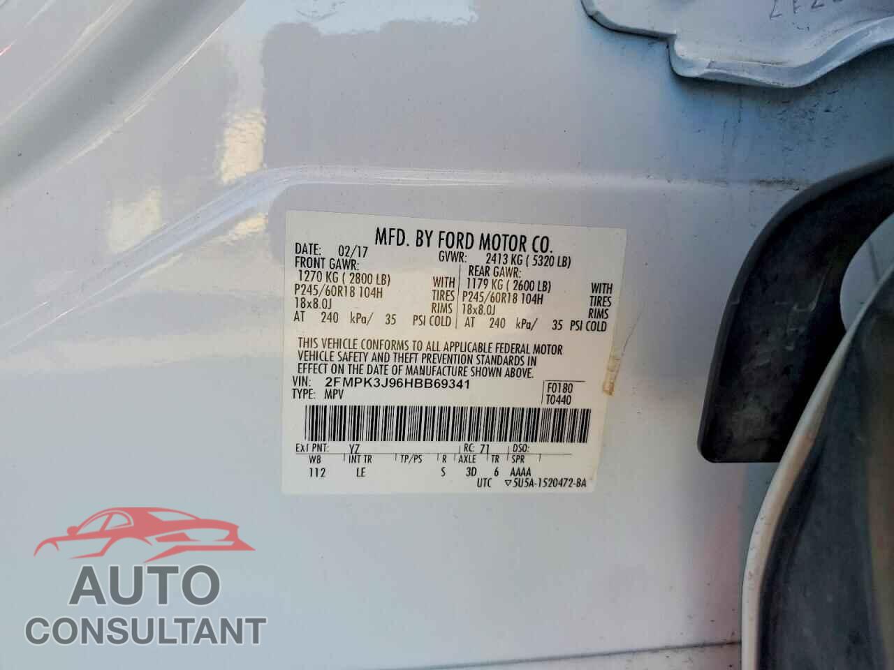 FORD EDGE 2017 - 2FMPK3J96HBB69341